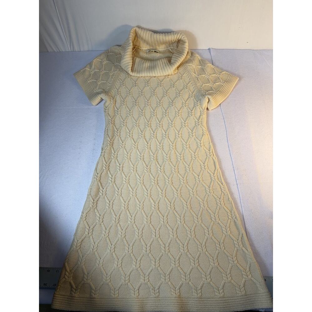 Banana Republic Merino Wool Sweater‎ Dress M Cream Cable Knit Turtleneck
